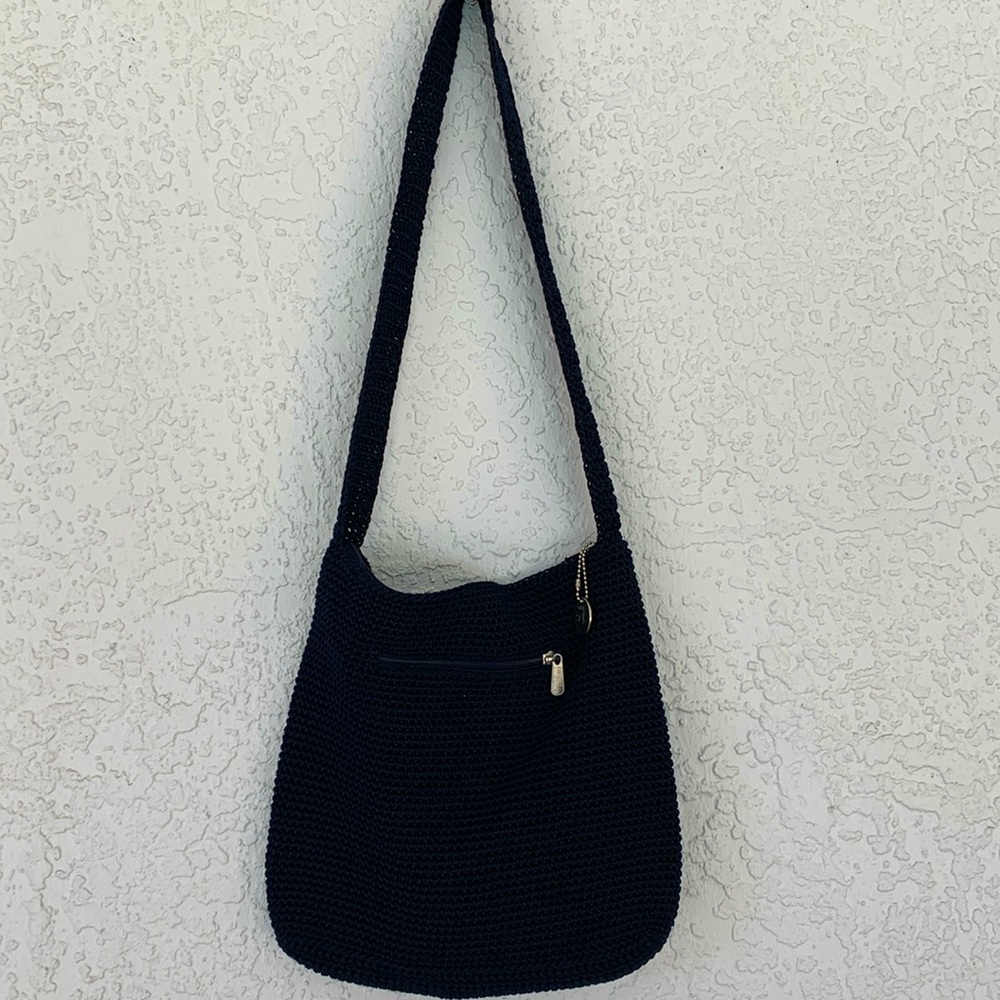THE SAK NAVY COLOR KNITTED/CROCHET  PURSE AND LITTLE  COIN /CHANGE POUCH